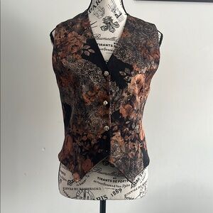 80s Black Floral Vest
